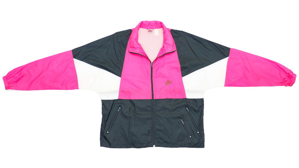Nike - B&W and Pink Colorblock Windbreaker 1980s Large
