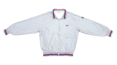 Asics - Silver Zip Up Bomber Jacket 1990s Medium