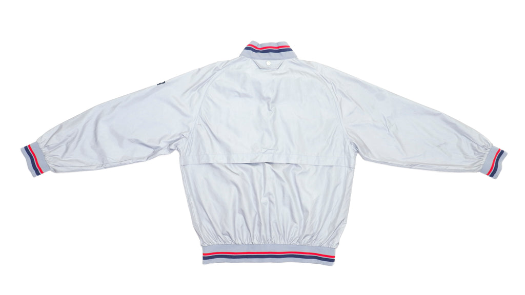 Asics - Silver Zip Up Bomber Jacket 1990s Medium Vintage Retro