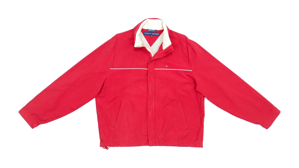 Tommy Hilfiger - Red Zip Up Jacket Large Vintage Retro