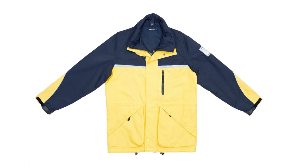 Vintage Retro Nautica - Dark Blue and Yellow Sailing Jacket 1990s Small