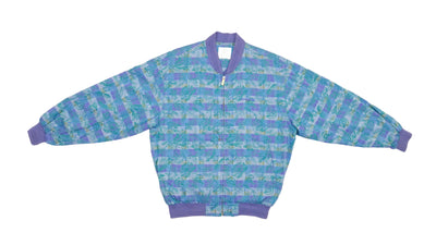 Adidas - Blue Zip Up Bomber Jacket 1990s Large