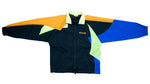 Vintage Retro Reebok Tricolor Blue and Orange and Green Color Block Windbreaker Jacket 1990s Medium