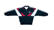 Adidas - Black & White with Red Colorblock Windbreaker 1990s Medium Vintage Retro