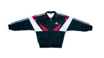 Adidas - Black & White with Red Colorblock Windbreaker 1990s Medium Vintage Retro