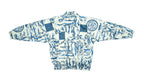 Reebok White and Blue Crazy Patterned Track Jacket 1990s Medium Retro Vintage 