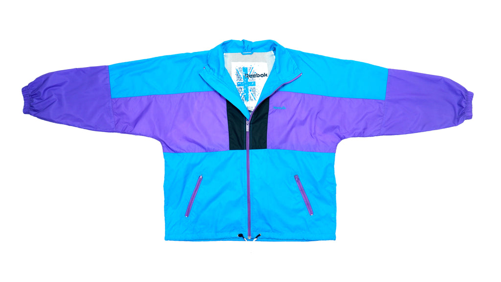 Vintage Retro Reebok Blue & Purple Two Tone Windbreaker Jacket 1990s Large