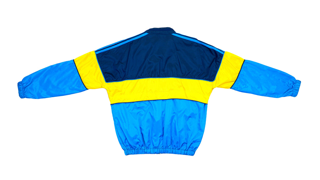 Adidas - Blue & Yellow Colorblock Windbreaker 1990s Large Vintage Retro