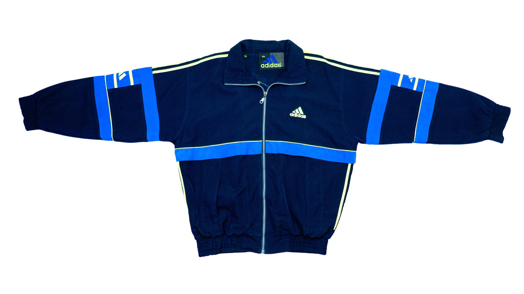 Adidas - Blue Colorblock Big Logo Track Jacket 1990s X-Large Vintage Retro