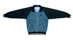 Adidas - Black & Grey Big Logo Suede Track Jacket 1990s Large Vintage Retro