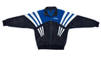 Adidas - Black, Blue & White Suede Track Jacket 1990s Medium Vintage Retro