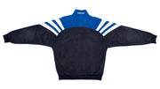 Adidas - Black, Blue & White Suede Track Jacket 1990s Medium Vintage Retro
