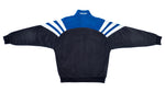 Adidas - Black, Blue & White Suede Track Jacket 1990s Medium Vintage Retro