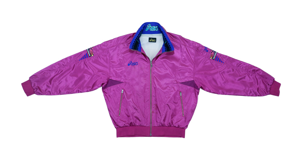 Asics - Purple Zip Up Spell-Out Bomber Jacket 1990s Large Vintage Retro