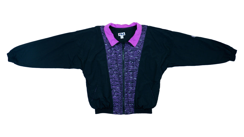 FILA - Black & Purple Pro Beach Volleyball Jacket 1990s X-Large