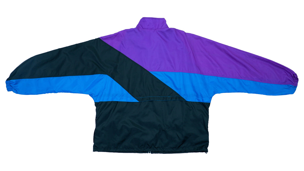 Vintage Retro Nike - Blue, Purple & Black Colorblock Grey Tag Windbreaker 1980s XX-Large