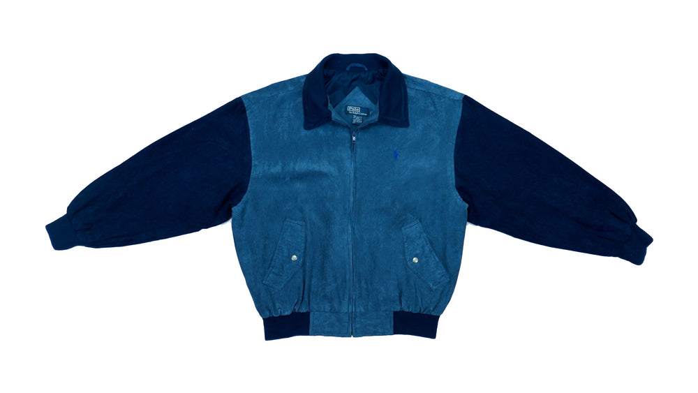 Ralph Lauren (Polo) - Blue Suede Jacket Large Vintage Retro