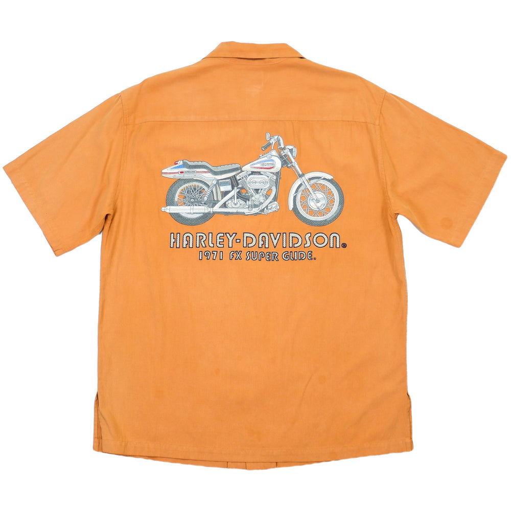 Vintage Retro Harley Davidson - Orange 1971 Super Glide T-Shirt 1990s Medium