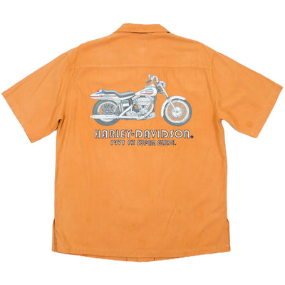 Harley Davidson - Orange 1971 Super Glide T-Shirt 1990s Medium