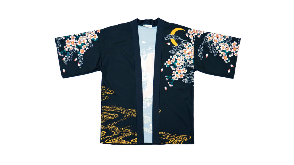 Muzicun - Japanese Koi Fish Black Kimono Small to Large