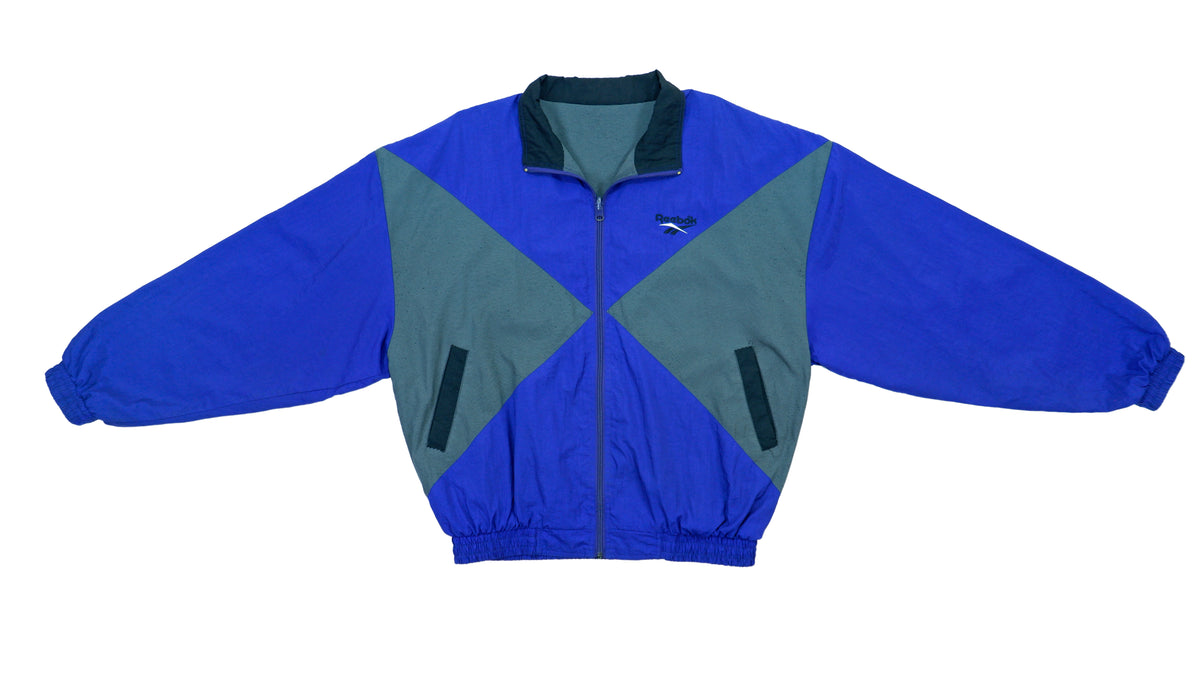 Vintage Retro Reebok - Blue & Grey Reversible Windbreaker 1990s Large
