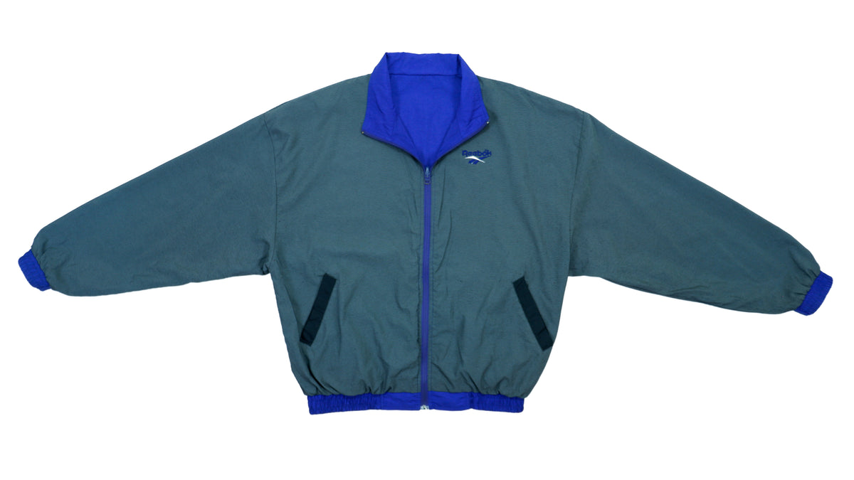 Vintage Retro Reebok - Blue & Grey Reversible Windbreaker 1990s Large