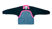 Retro Vintage Nike Grey Tag - Black and Grey with Pink Windbreaker Jacket 1990s Large