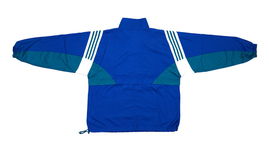 Adidas - Blue & White 1/4 Zip Colorway Windbreaker 1990s Large Vintage Retro