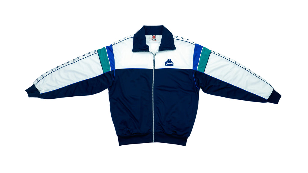 Vintage Retro Kappa - Blue & White Taped Logo Track Jacket 1990s Medium