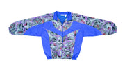 Vintage Retro Reebok Blue Crazy Patterned Windbreaker Jacket 1980s Large