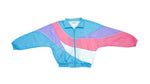Vintage Retro Reebok Pastel Tricolor Pink Blue Purple Wave Design Windbreaker Jacket 1980s Small