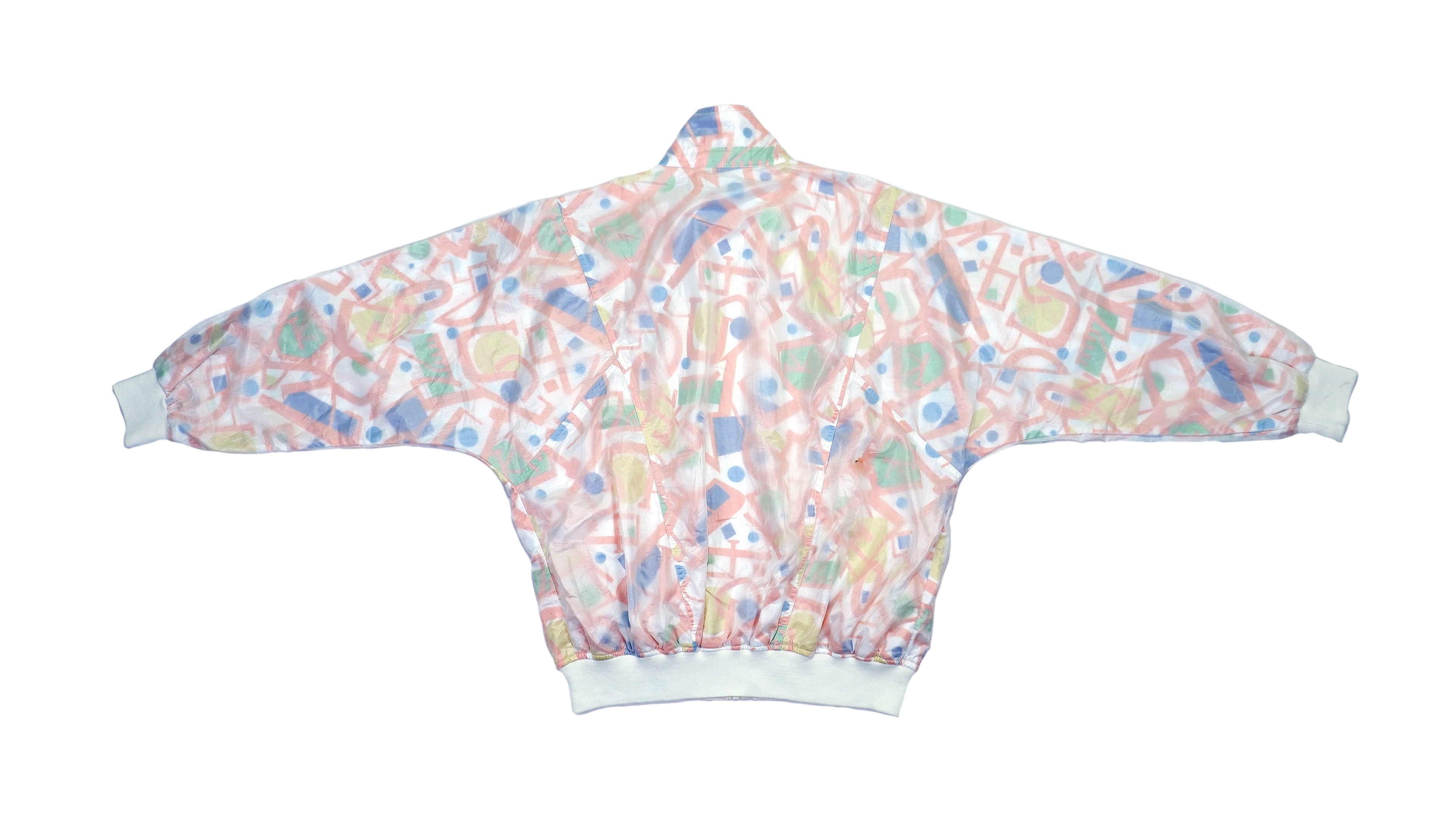 Vintage Retro Reebok Multi Color Crazy Patterned Windbreaker Jacket 1990s Large