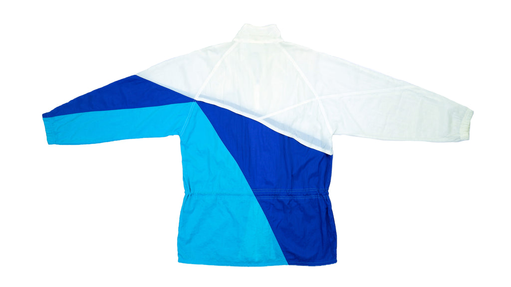 Retro Vintage Reebok Blue & White Tricolor Windbreaker Jacket 1990s Small