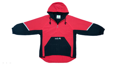 Diadora - Red and Black 1/4 Zip Windbreaker 1990s Medium