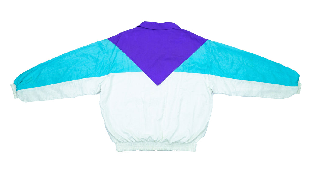FILA - White, Purple & Aqua Colorblock Track Jacket 1990s X-Large