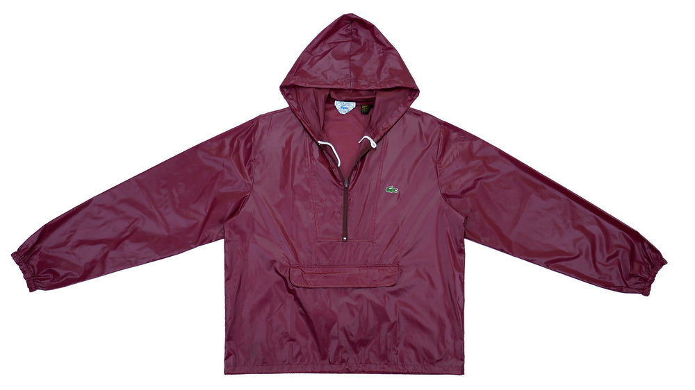 Lacoste - Dark Red IZOD 1/4 Zip Windbreaker 1990s Large Vintage Retro