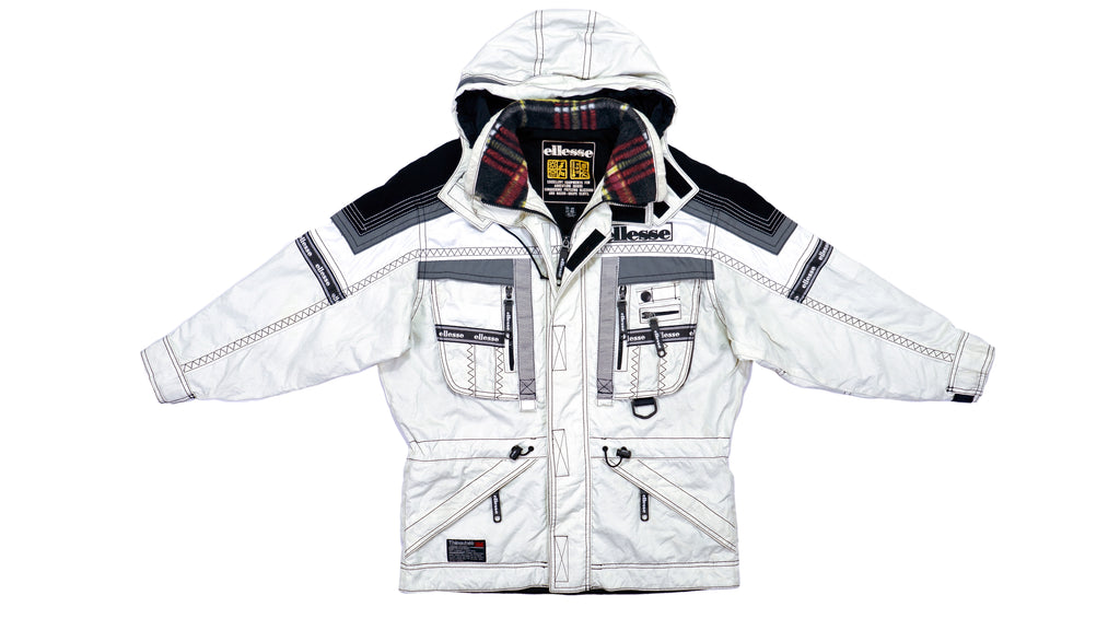 Vintage Retro Ellesse - White & Black Thinsulate Ski Jacket Medium