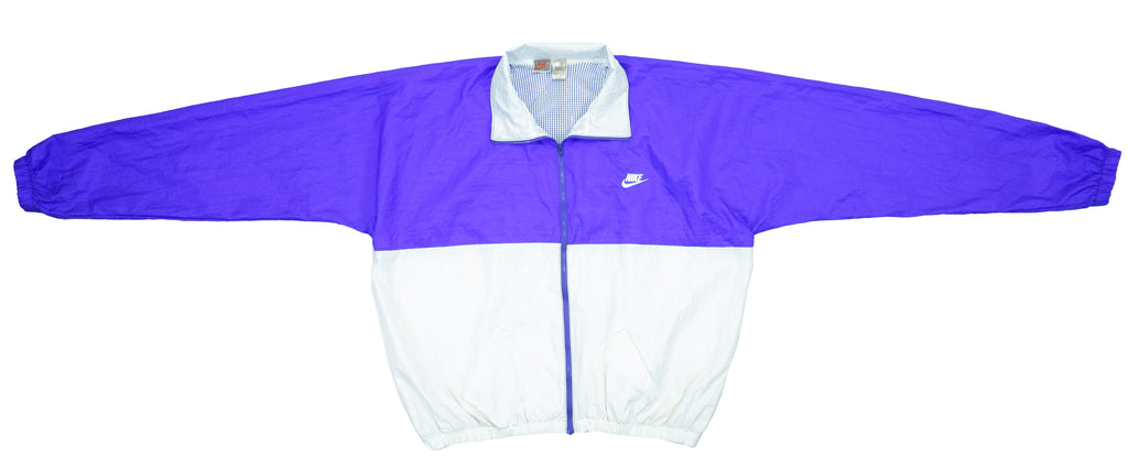 Vintage Retro Nike - Purple & White Grey Tag Windbreaker 1980s XX-Large