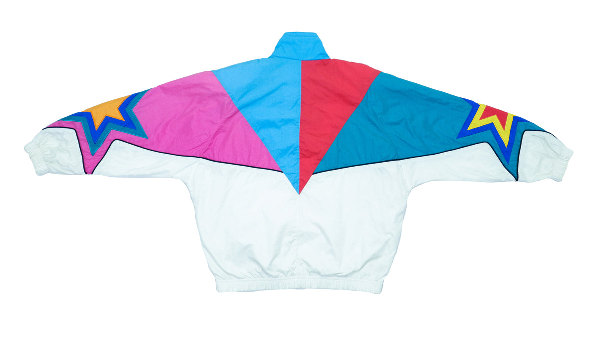 Vintage Retro Head - Multicolored Star Bomber Jacket 1990s Medium