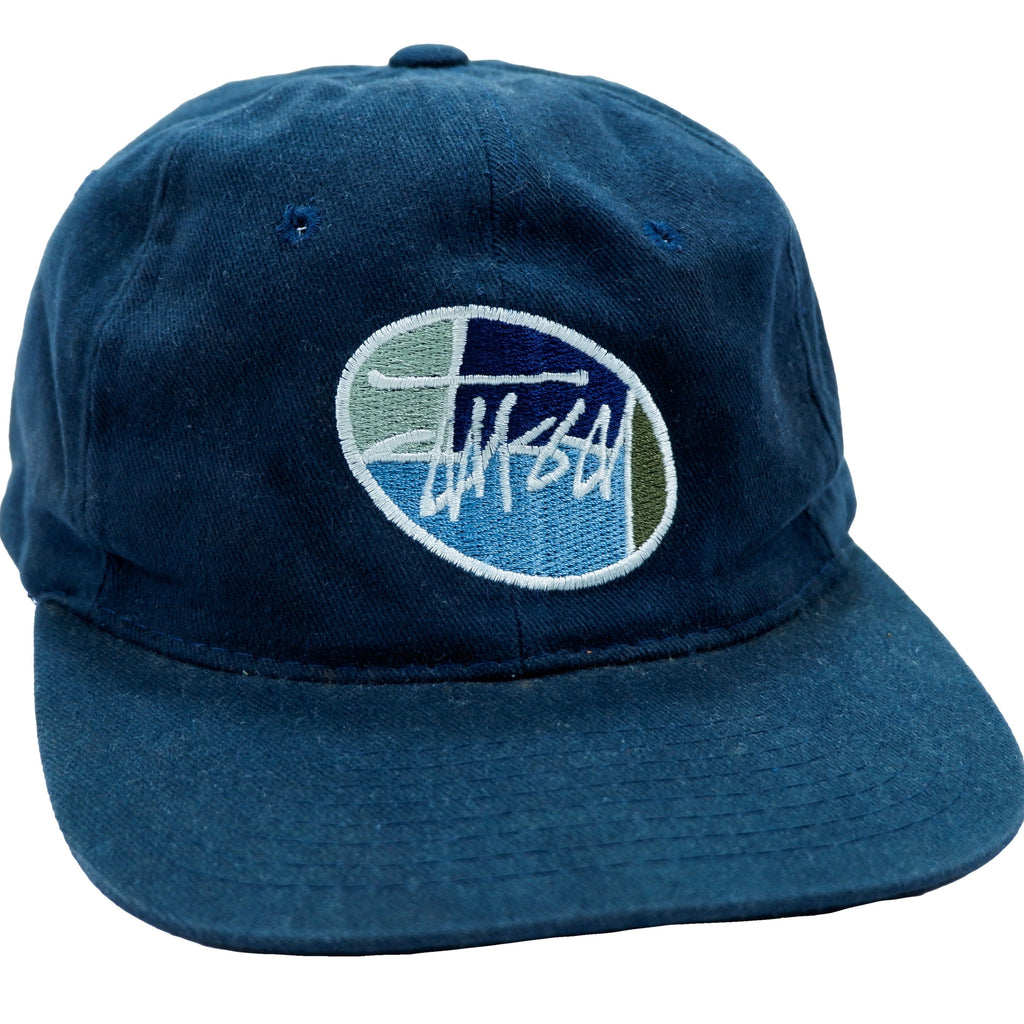 Vintage Retro Stussy -  Dark Blue Snap Back Hat 1990s Adjustable