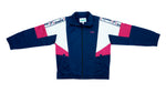 Diadora - Blue with White & Pink Taped Logo Track Jacket 1990s X-Large