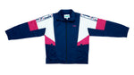 Vintage Retro Diadora - Blue with White & Pink Taped Logo Track Jacket 1990s X-Large