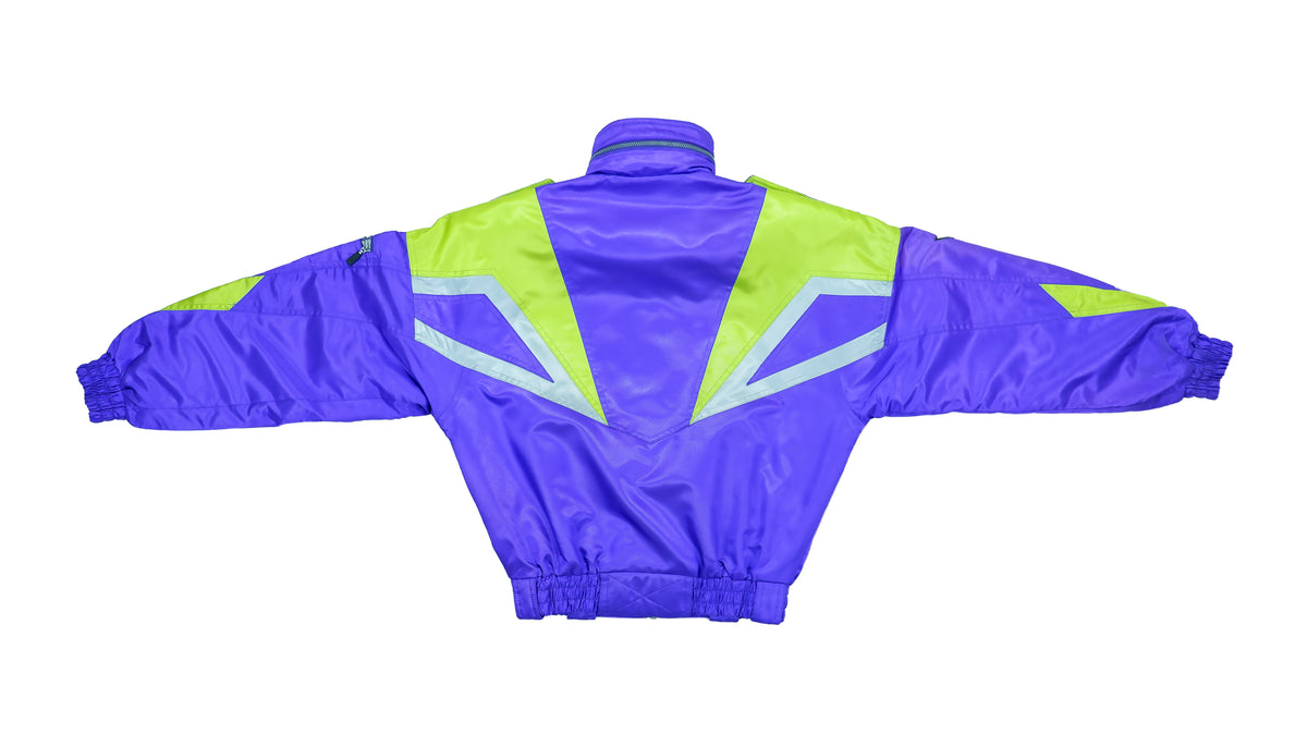 Vintage Retro Head - Purple & Green Flashy Ski Jacket Medium