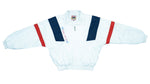 Vintage Retro Wilson - White with Blue & Red Bomber Jacket 1990s Large