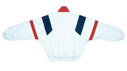 Vintage Retro Wilson - White with Blue & Red Bomber Jacket 1990s Large