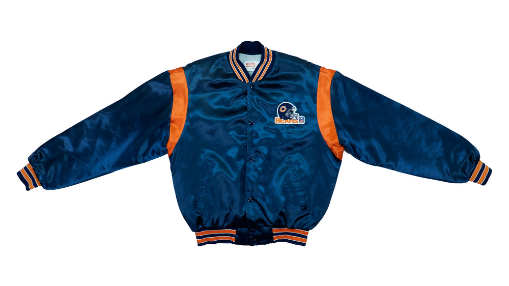 Vintage Retro Football NFL (Fiberglas) - Chicago Bears Satin Bomber 1990s Large