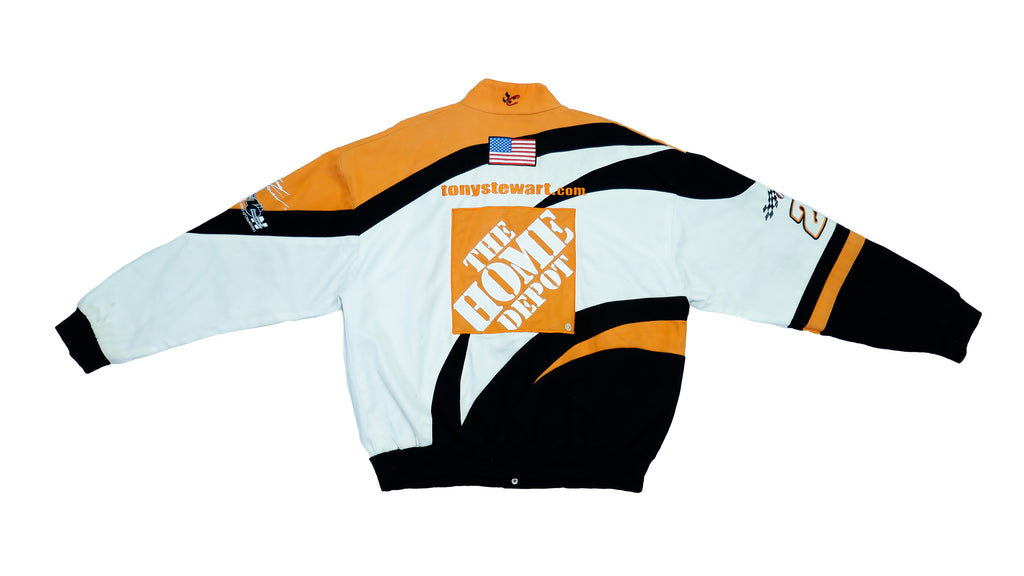 Vintage Retro NASCAR - White & Orange Home Depot Racing Jacket 1990s Medium