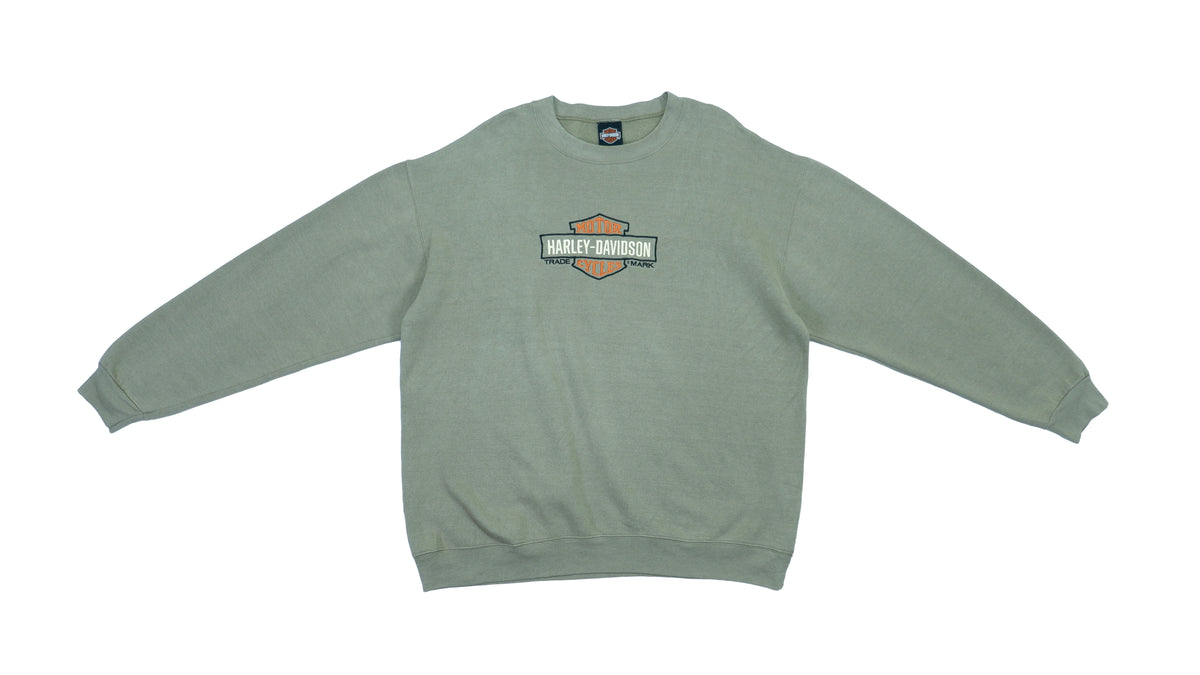 Vintage Retro Motorcycle Harley Davidson - Light Brown Sweatshirt 1990s Large
