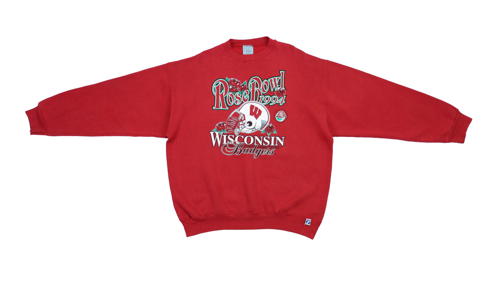 Vintage Retro Football NFL (Logo 7) - Wisconsin Badgers  Big Logo Red Sweatshirt 1990s X-Large