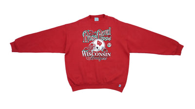 NFL (Logo 7) - Wisconsin Badgers  Big Logo Red Sweatshirt 1990s X-Large